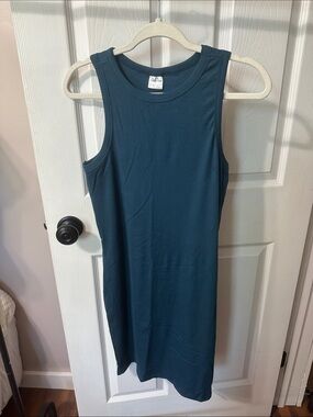 Essentials Sleeveless Ribbed Mini Dress in Teal